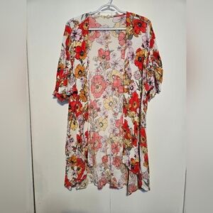 Maurices Multicolor‎ Floral Cinched Sleeve Kimono